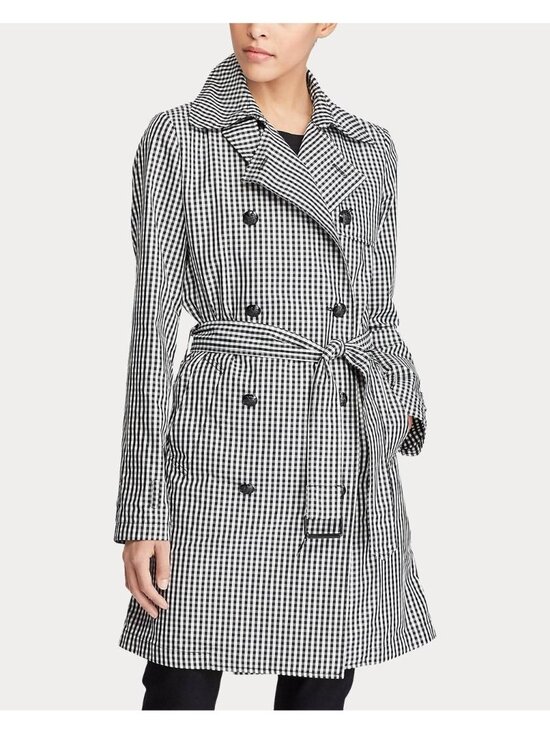 Lauren Ralph Lauren Jackets & Blazers - Lauren Ralph Lauren Gingham Twill Trench Coat Size 16 Black & White